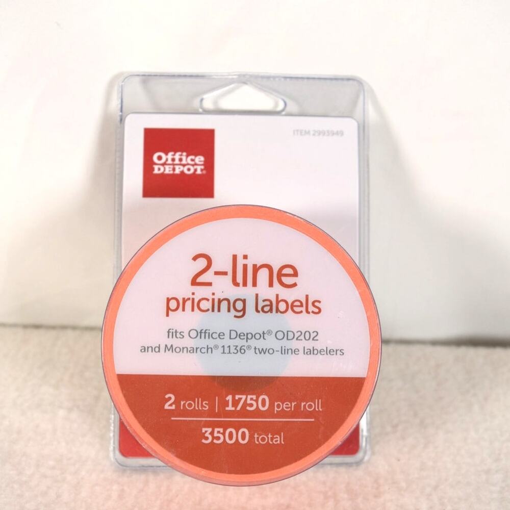 2-Line Pricing Labels 2 Rolls 3500 Red Labels for HD202 Labeler  Item 2993949